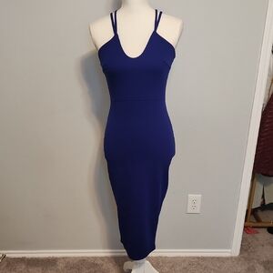 Boohoo Blue Bodycon Midi Dress Cocktail